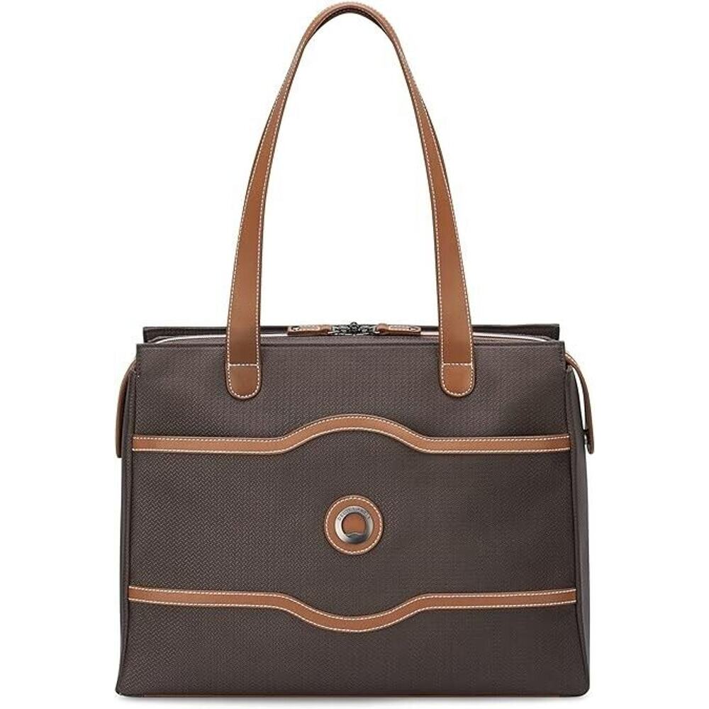 Brown Tote Bag with Tan Trim - Classic Structured Carryall